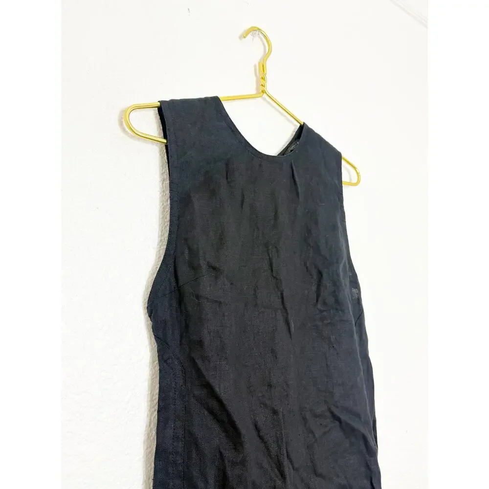 NWT Zara 100% Linen Midi Dress Size Small Black 2731/094 Lagenlook Preppy Chic - Picture 9 of 14